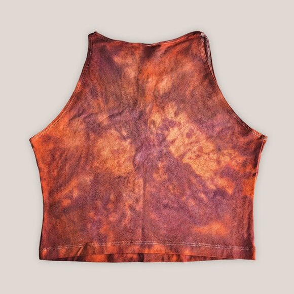 NWT Elenya Red Orange Tie Dye Cotton Crop Top Yoga Cropped Shirt - Picture 3 of 3
